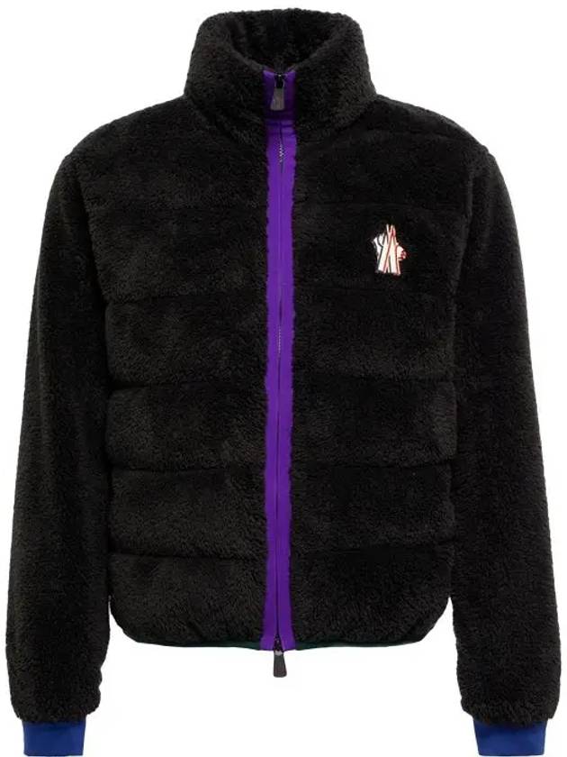 Granoble Signature Emble Fleece Quilted Down Jacket Black - MONCLER - BALAAN 1