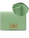 V gold logo bifold wallet green - VALENTINO - BALAAN 3