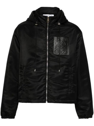 Anagram Drawstring Padded Hooded Jacket Black - LOEWE - BALAAN 1