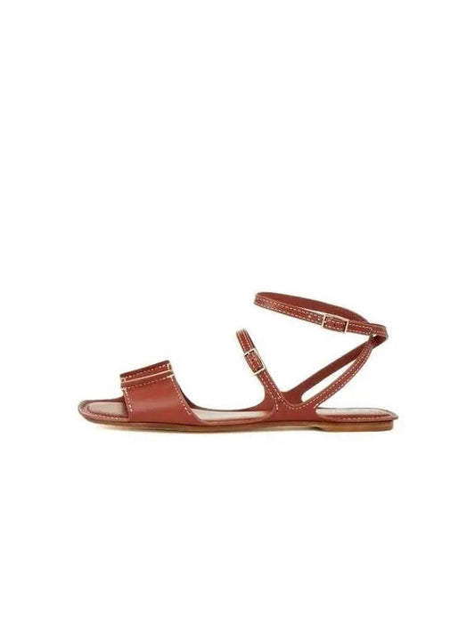 Women s Buckle Strap Leather Sandals Cherry Brown 271963 - EMPORIO ARMANI - BALAAN 1