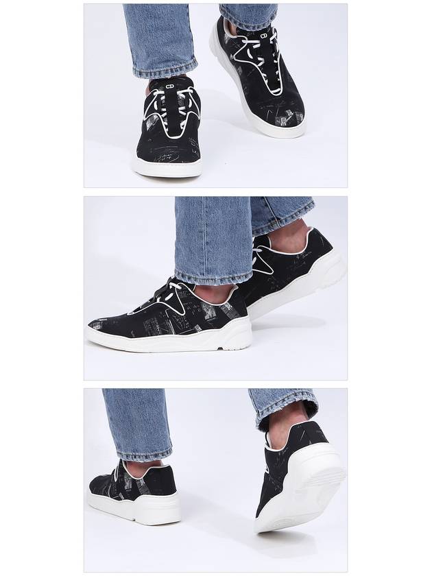 Homme Printed Leather Canvas Low Top Sneakers Black - DIOR - BALAAN 3