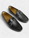 Horsesbit Nestor Grain Leather Loafers Black - GUCCI - BALAAN 6