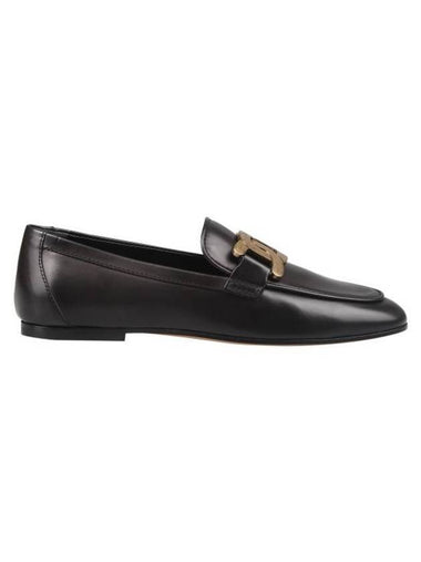 Kate Metal Logo Leather Loafers Black - TOD'S - BALAAN 1