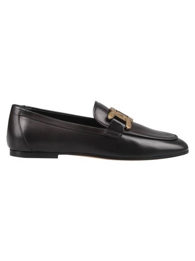 Kate Metal Logo Leather Loafers Black - TOD'S - BALAAN 1