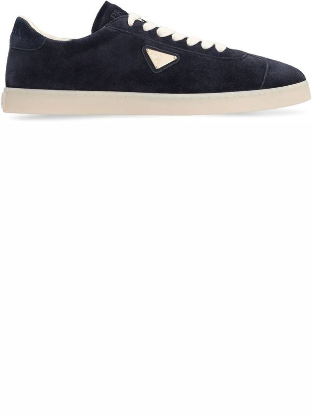 Lane Suede Low Top Sneakers Navy - PRADA - BALAAN 3