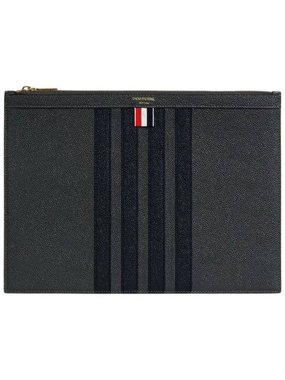 Diagonal Medium Document Case Clutch Bag Dark Grey - THOM BROWNE - BALAAN 2