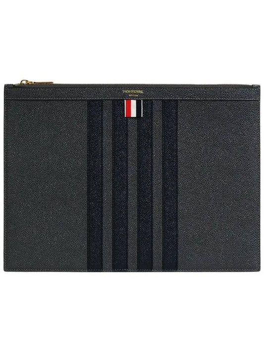 Diagonal Medium Document Case Clutch Bag Dark Grey - THOM BROWNE - BALAAN 2