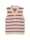 Stripe Mohair V-Neck Knit Vest Beige Red - MARNI - BALAAN 1