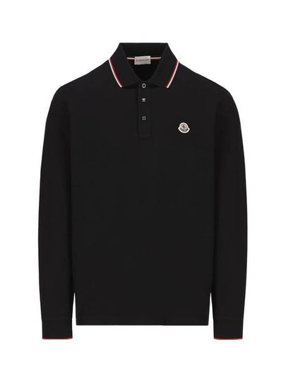 Logo Patch Cotton Long Sleeve Polo Shirt Black - MONCLER - BALAAN 2