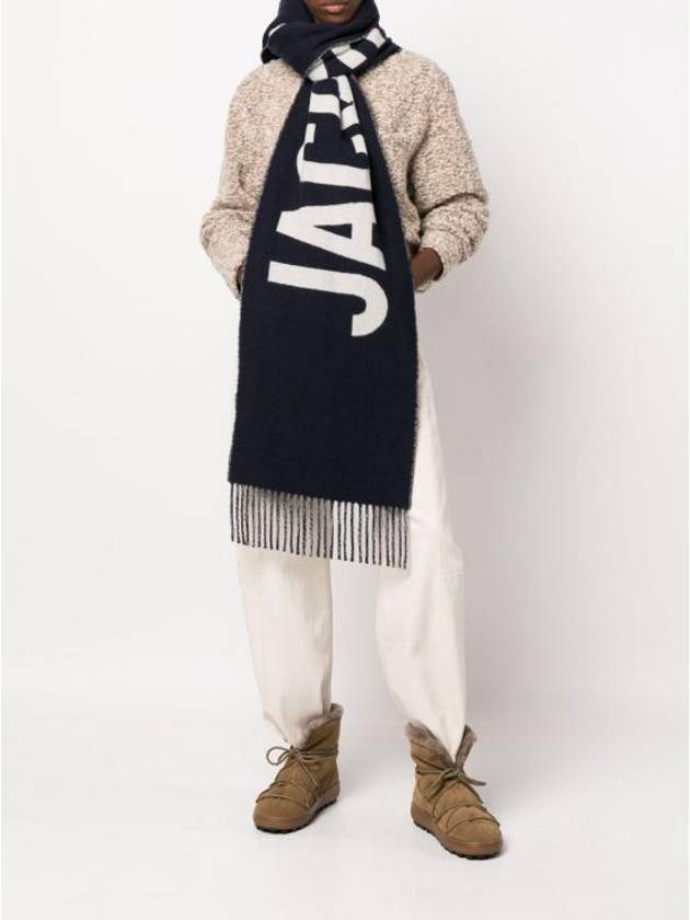 Lecharpe Fringe Logo Virgin Wool Muffler Navy - JACQUEMUS - BALAAN 4