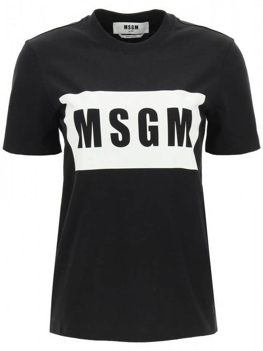 Women's Box Logo Short Sleeve T-Shirt Black - MSGM - BALAAN 1