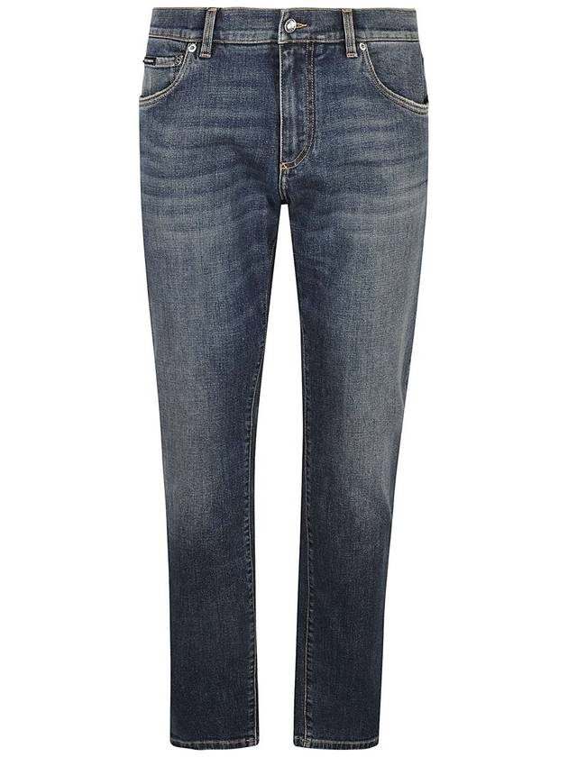 Blue Distressed Slim-Fit Jeans in Cotton Denim Man - DOLCE&GABBANA - BALAAN 2