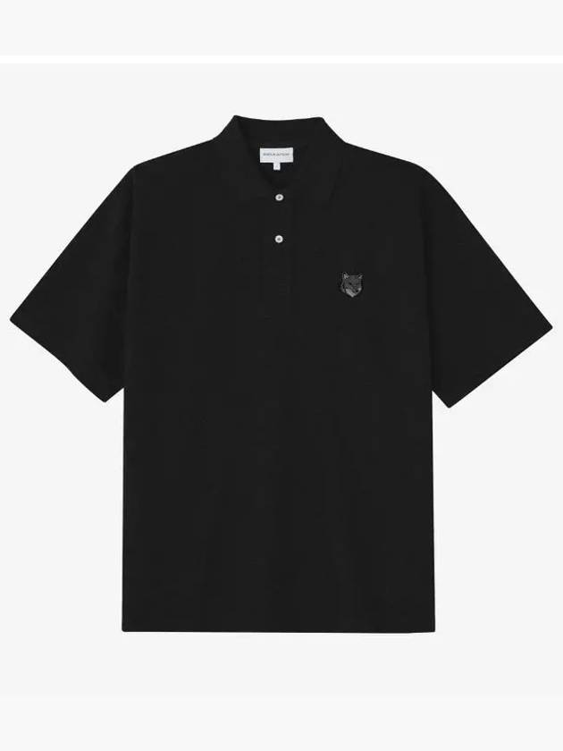 Bold Fox Head Patch Oversized Polo Shirt Black - MAISON KITSUNE - BALAAN 3