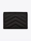 Monogram Caviar Embossed Business Card Wallet Black - SAINT LAURENT - BALAAN 4