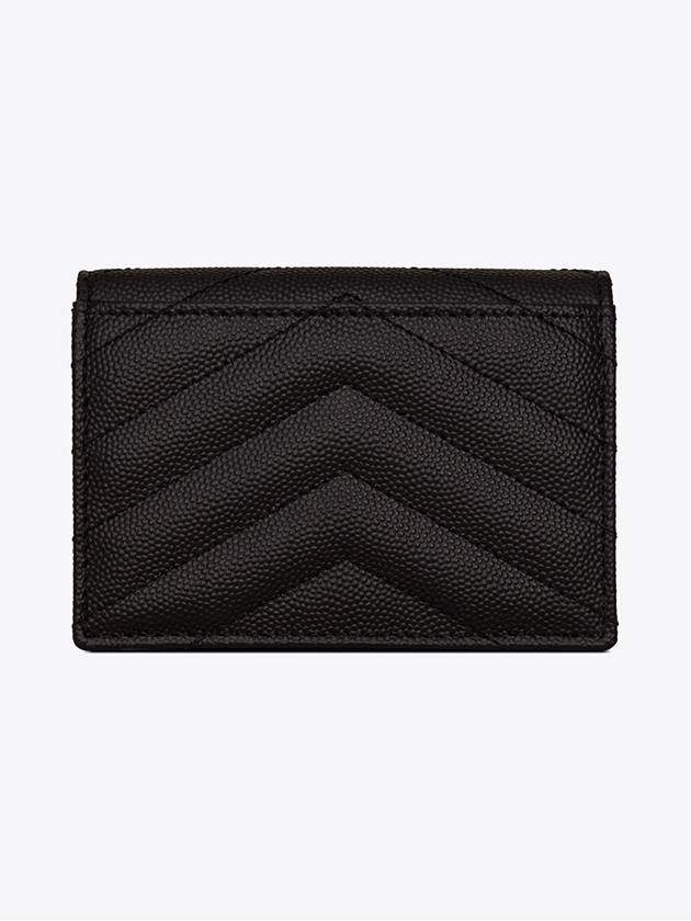 Monogram Caviar Embossed Business Card Wallet Black - SAINT LAURENT - BALAAN 4