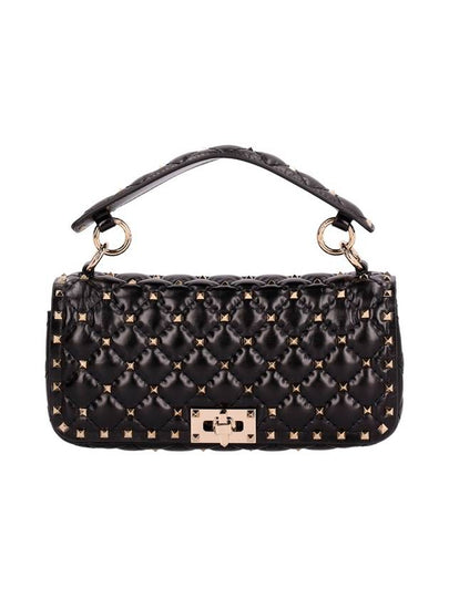 Rockstud Spike Leather Shoulder Bag Black - VALENTINO - BALAAN 2