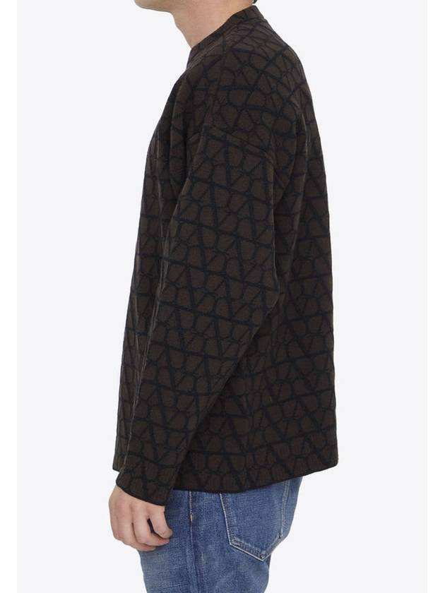 Toile Iconographe Wool Crew Neck Knit Top Brown - VALENTINO - BALAAN 4