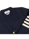 Milano Stitch 4 Bar Classic V Neck Fine Merino Wool Cardigan Navy - THOM BROWNE - BALAAN 7