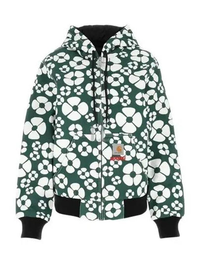 Floral Print Hooded Jacket Green - MARNI - BALAAN 2