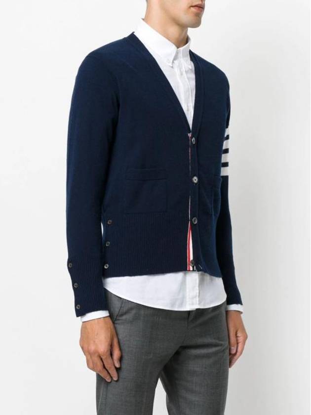 Men's Diagonal Classic Cashmere Cardigan Navy - THOM BROWNE - BALAAN 5