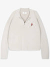 Small Heart Long Sleeve Polo Shirt White - AMI - BALAAN 3