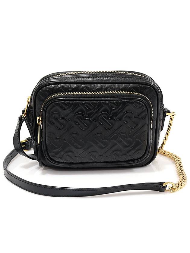 80152411 Black embossed monogram leather gold chain camera cross bag - BURBERRY - BALAAN 1