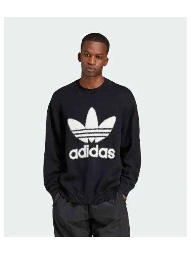 Premium Knitted Trefoil Crew Sweatshirt Black - ADIDAS - BALAAN 2