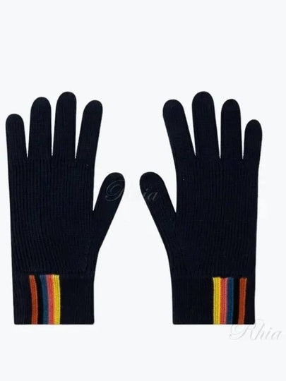 Artist Striped Ribbed Merino Wool Gloves Navy - PAUL SMITH - BALAAN 2