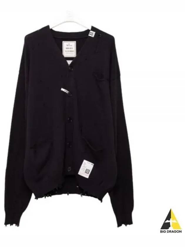 J12CD511 BLACK Distressed Cotton Cardigan - MIHARA YASUHIRO - BALAAN 2