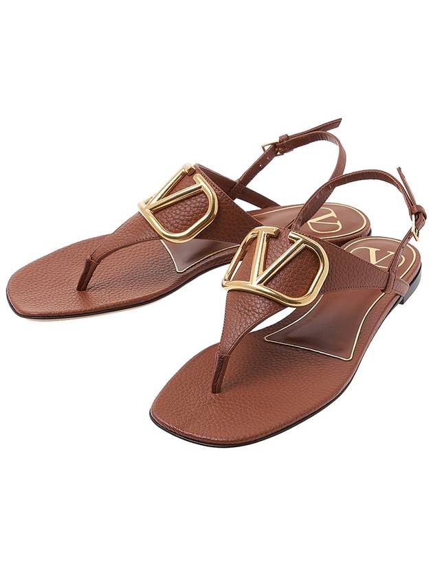 Women's V Logo Flat Sandals Brown - VALENTINO - BALAAN.