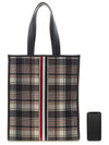 Madras Check Suiting Webbing Stripe Vertical Tote Bag - THOM BROWNE - BALAAN 7