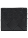 Intrecciato Leather Bi Fold Half Wallet Black - BOTTEGA VENETA - BALAAN 9