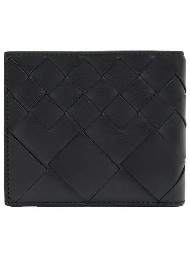 Intrecciato Leather Bi Fold Half Wallet Black - BOTTEGA VENETA - BALAAN 9