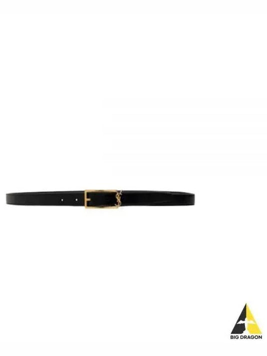 Logo Leather Belt Black - SAINT LAURENT - BALAAN 2