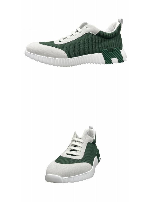 Bouncing Sneakers Mesh Suede Goatskin & Vert Cactus Blanc - HERMES - BALAAN 5