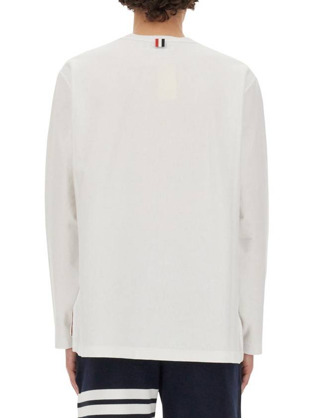 RWB Striped Cotton Long Sleeve T-Shirt White - THOM BROWNE - BALAAN 4