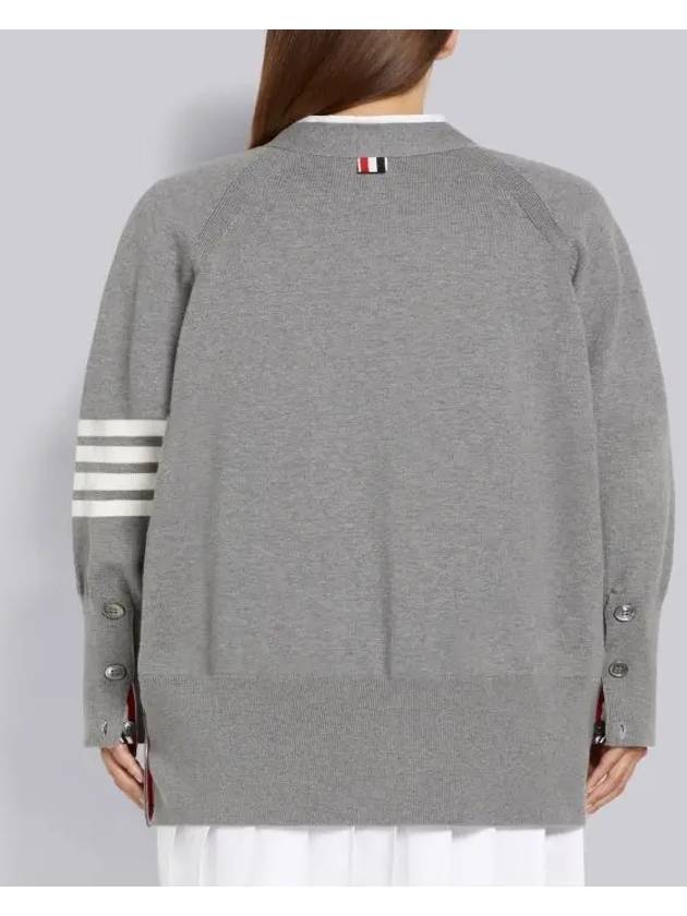 Stitched Cotton 4 Bar Cardigan Grey - THOM BROWNE - BALAAN 3