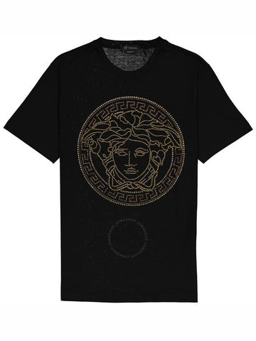 Men s Short Sleeve T Shirt Versace Medusa Logo Crystal embellished Size Medium - VERSACE - BALAAN 1