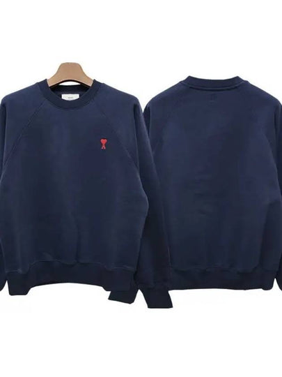 Heart Logo Organic Cotton Sweatshirt Navy - AMI - BALAAN 2