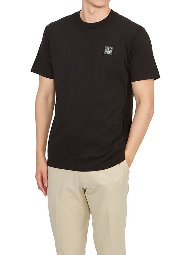 Organic Cotton Short Sleeve T-Shirt Black - STONE ISLAND - BALAAN 5