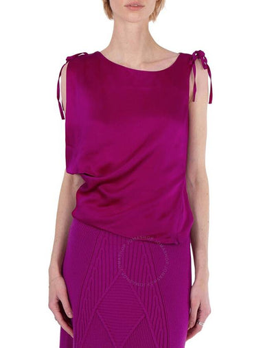 Atlein Ladies Purple Cowl Neck Satin Top, Brand Size 36 (US Size 2) - ATLEIN - BALAAN 1