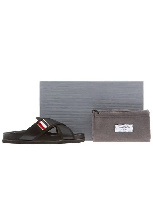 Vitello Calf Enamel Criss Cross Loafer Sandals Black - THOM BROWNE - BALAAN 5