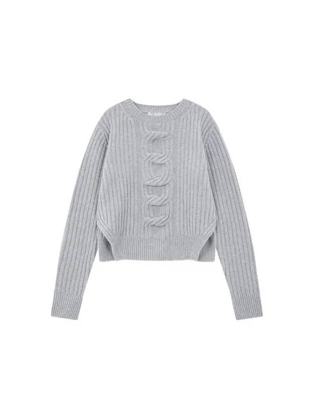 Women's chain cable cashmere knit gray 270282 - STELLA MCCARTNEY - BALAAN 1