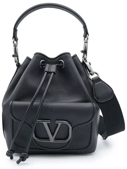 Women's VLogo Signature Drawstring Bucket Bag Black - VALENTINO - BALAAN 2