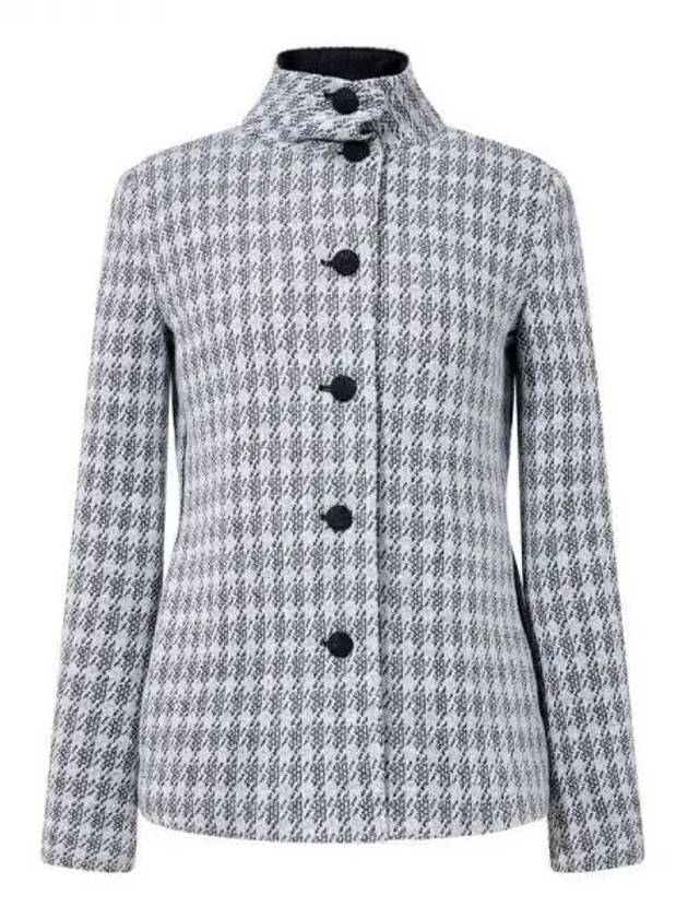 Women s Houndstooth Check High Neck Jacket Gray - EMPORIO ARMANI - BALAAN 1