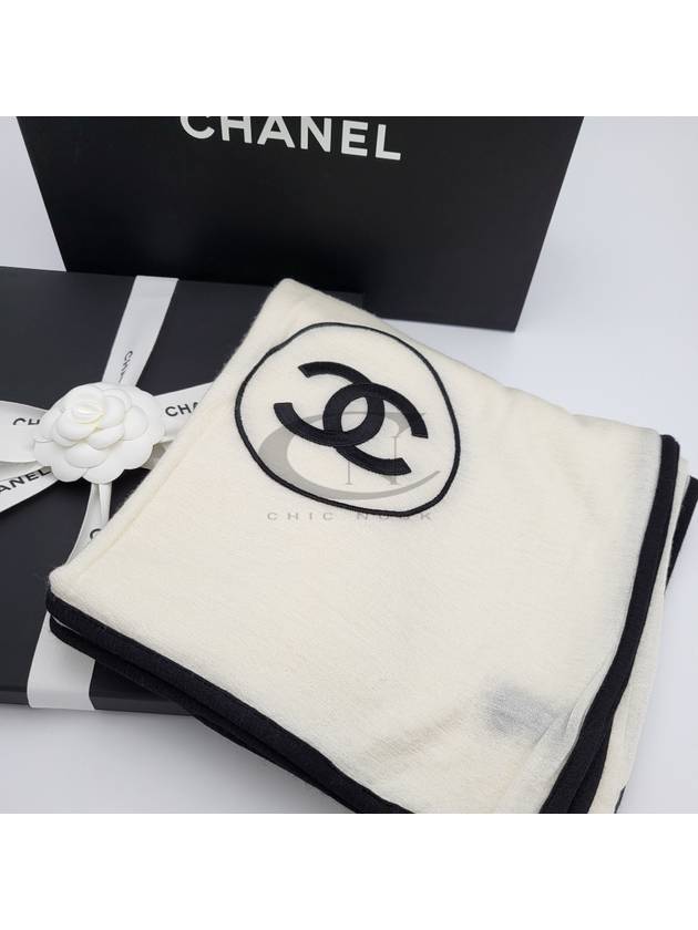 CC Logo Cashmere Silk Scarf Ivory - CHANEL - BALAAN 10