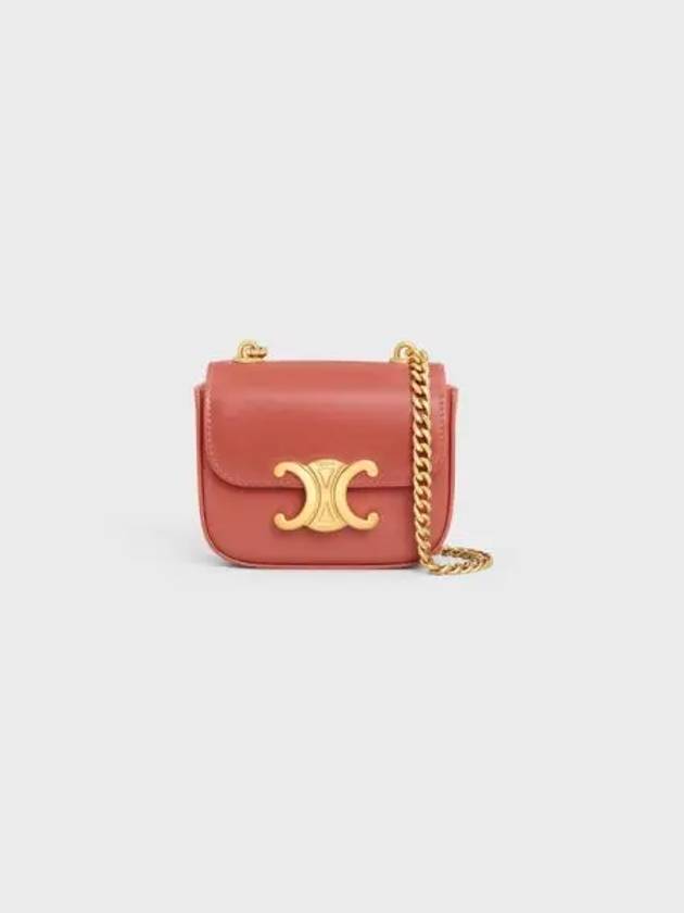 Triomphe Chain Shiny Calfskin Small Cross Bag Red Canyon - CELINE - BALAAN 2