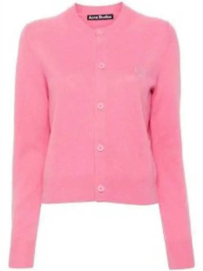 Face Logo Wool Cardigan Tango Pink - ACNE STUDIOS - BALAAN 2