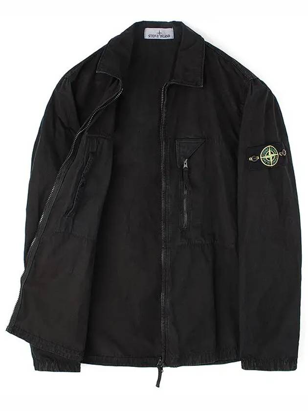 Wappen Patch Old Treatment Zip-Up Overshirt Black - STONE ISLAND - BALAAN 8