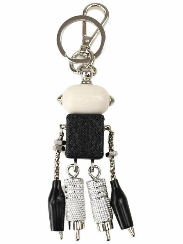 Saffiano Leather Robot Trick Keychain Silver - PRADA - BALAAN 4